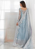 Pakistani Ice Blue Embellished Silk Kalidaar (2-Piece) - Image 4