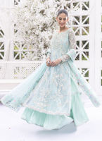Pakistani Aqua Embellished Tulle Kalidaar Dress (3-Piece) - Image 2