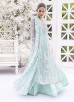 Pakistani Aqua Embellished Tulle Kalidaar Dress (3-Piece) - Image 6