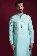 Powder Blue Cotton-Silk Kurta Pajama (2-Piece) - Image 3