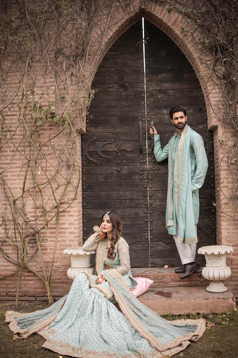 Ice Blue Embroidered Raw Silk Kurta Set (3-Piece) - Image 10