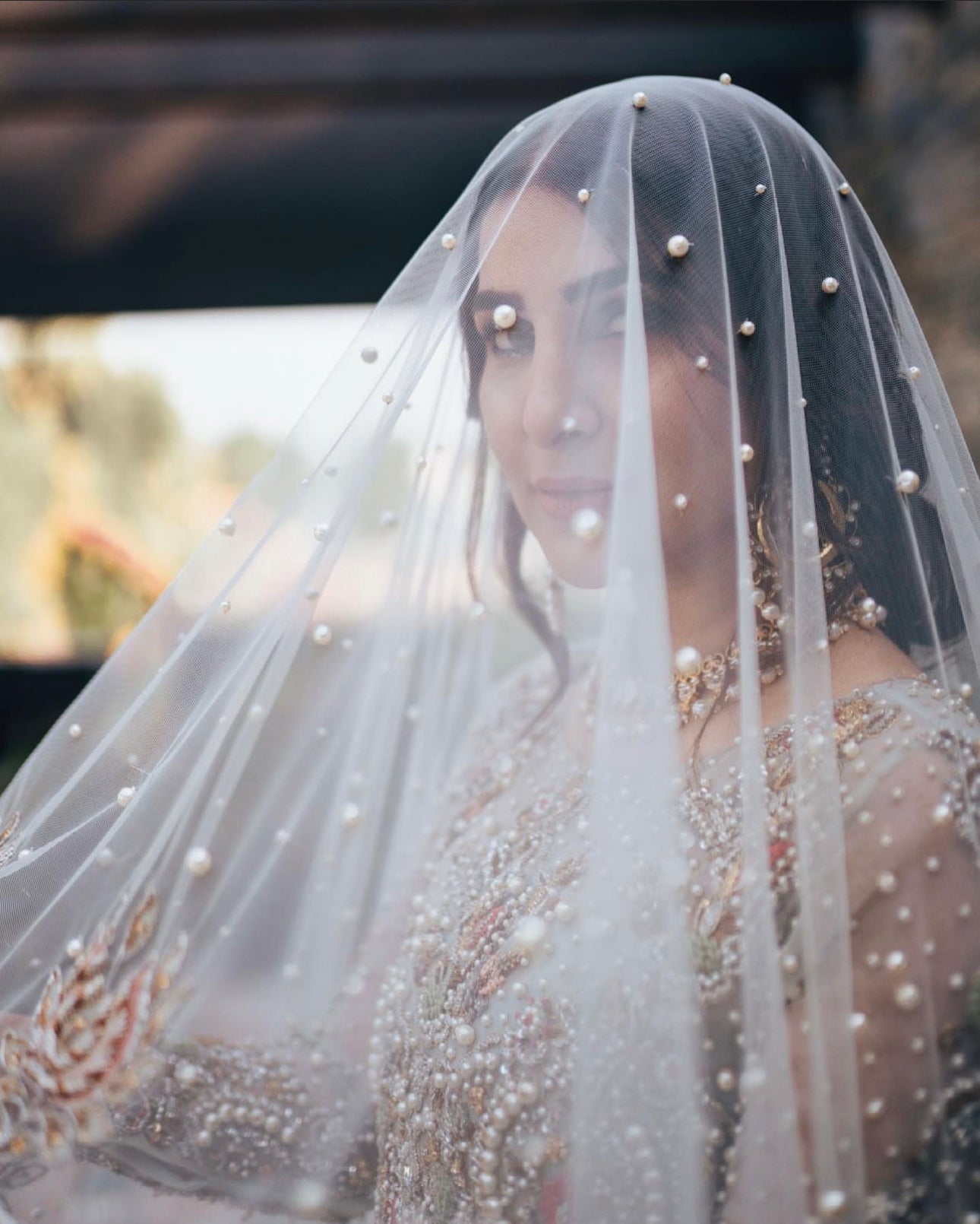 Pakistani Ice Blue Handworked Net & Chiffon Gown (3-Piece) - Image 5