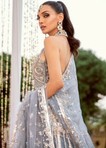 Pakistani Cinderella Blue Embroidered Net Bridal Lehenga (3-Piece) - Image 4