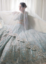 Indian Ice Blue Embellished Net Bridal Lehenga (3-Piece) - Image 6