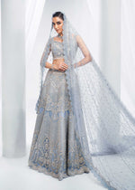 Ice-Blue Embroidered Net Lehenga Choli (3-Piece) - Image 2
