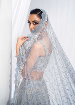 Ice-Blue Embroidered Net Lehenga Choli (3-Piece) - Image 6
