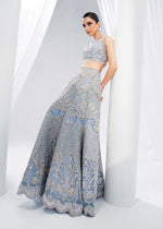 Ice-Blue Embroidered Net Lehenga Choli (3-Piece) - Image 7