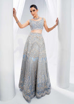 Ice-Blue Embroidered Net Lehenga Choli (3-Piece) - Image 8