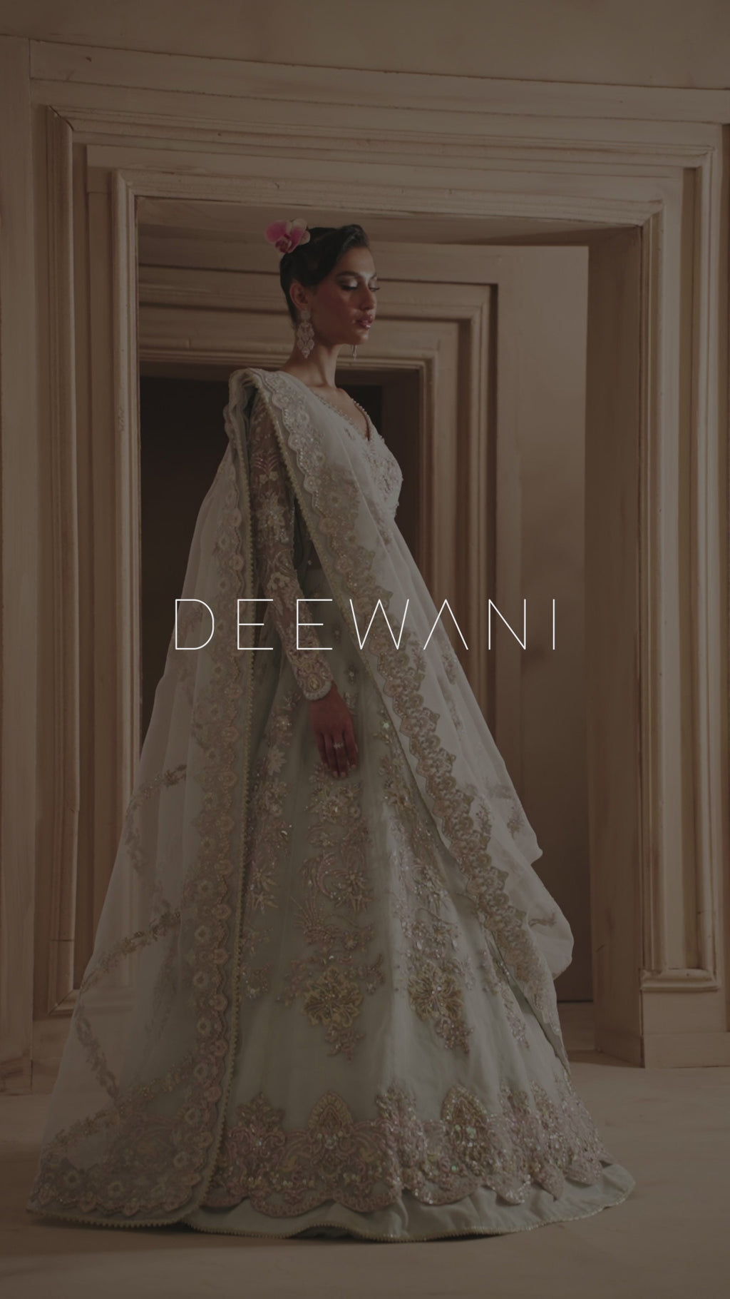 Pakistani Powder Blue Hand-Embellished Organza Lehenga (3-Piece) - Image 8