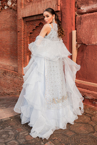 Pakistani Periwinkle Ganga Jamni Dabka Organza Lehenga (4-Piece) - Image 5