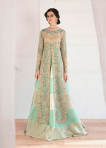 Ice Blue Embroidered Organza Lehenga (3-Piece) - Image 3