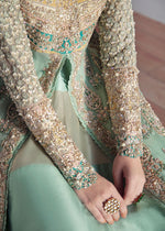 Ice Blue Embroidered Organza Lehenga (3-Piece) - Image 4