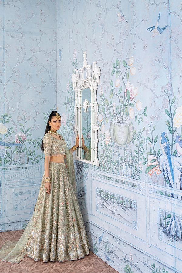 Aqua Embellished Lehenga Choli (3-Piece) - Image 1