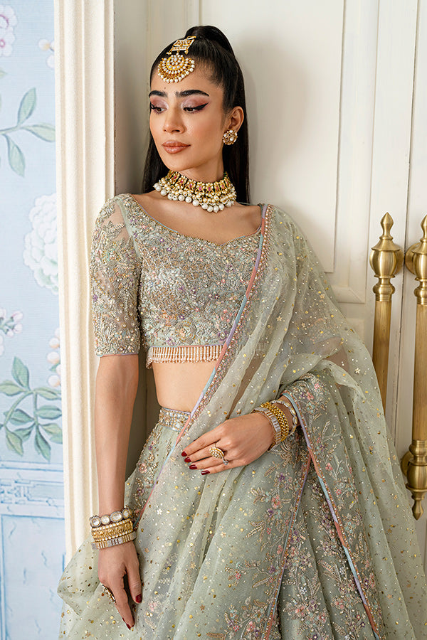 Aqua Embellished Lehenga Choli (3-Piece) - Image 2