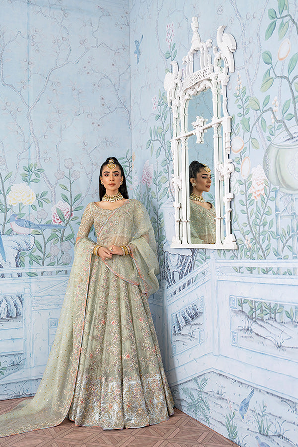 Aqua Embellished Lehenga Choli (3-Piece) - Image 3