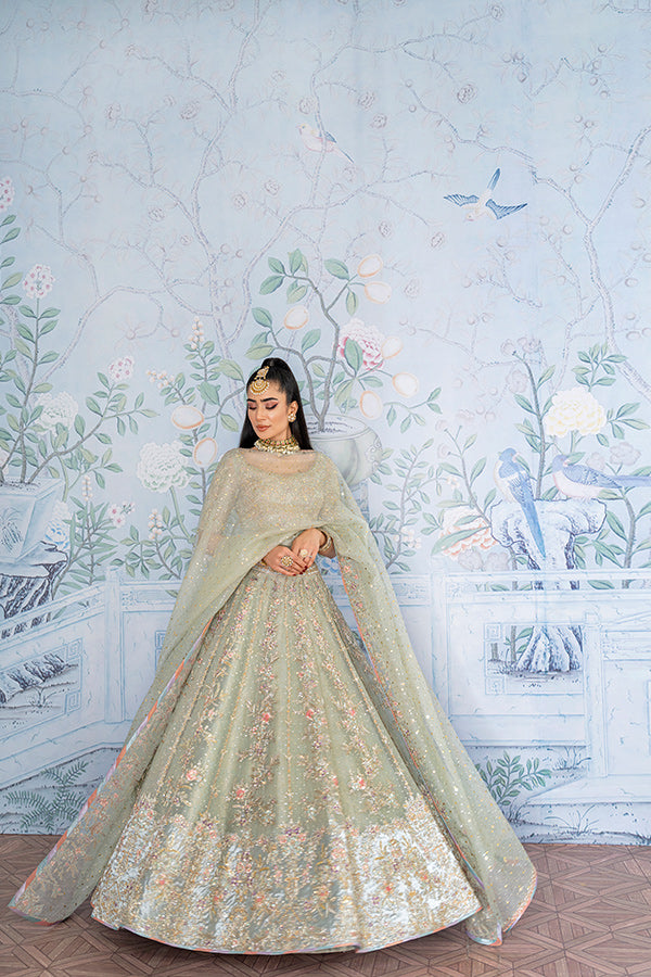 Aqua Embellished Lehenga Choli (3-Piece) - Image 6