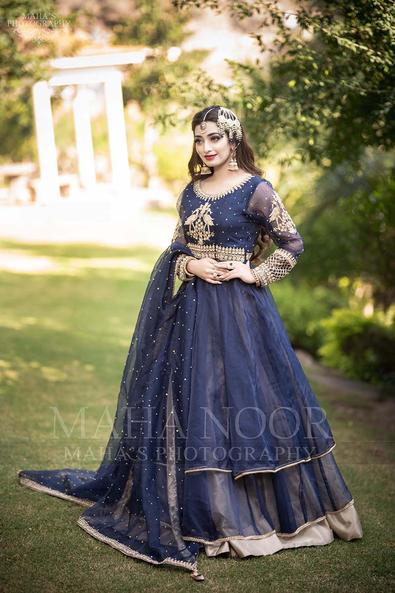 Sapphire Blue Zardozi Organza Lehenga (3-Piece) - Image 1