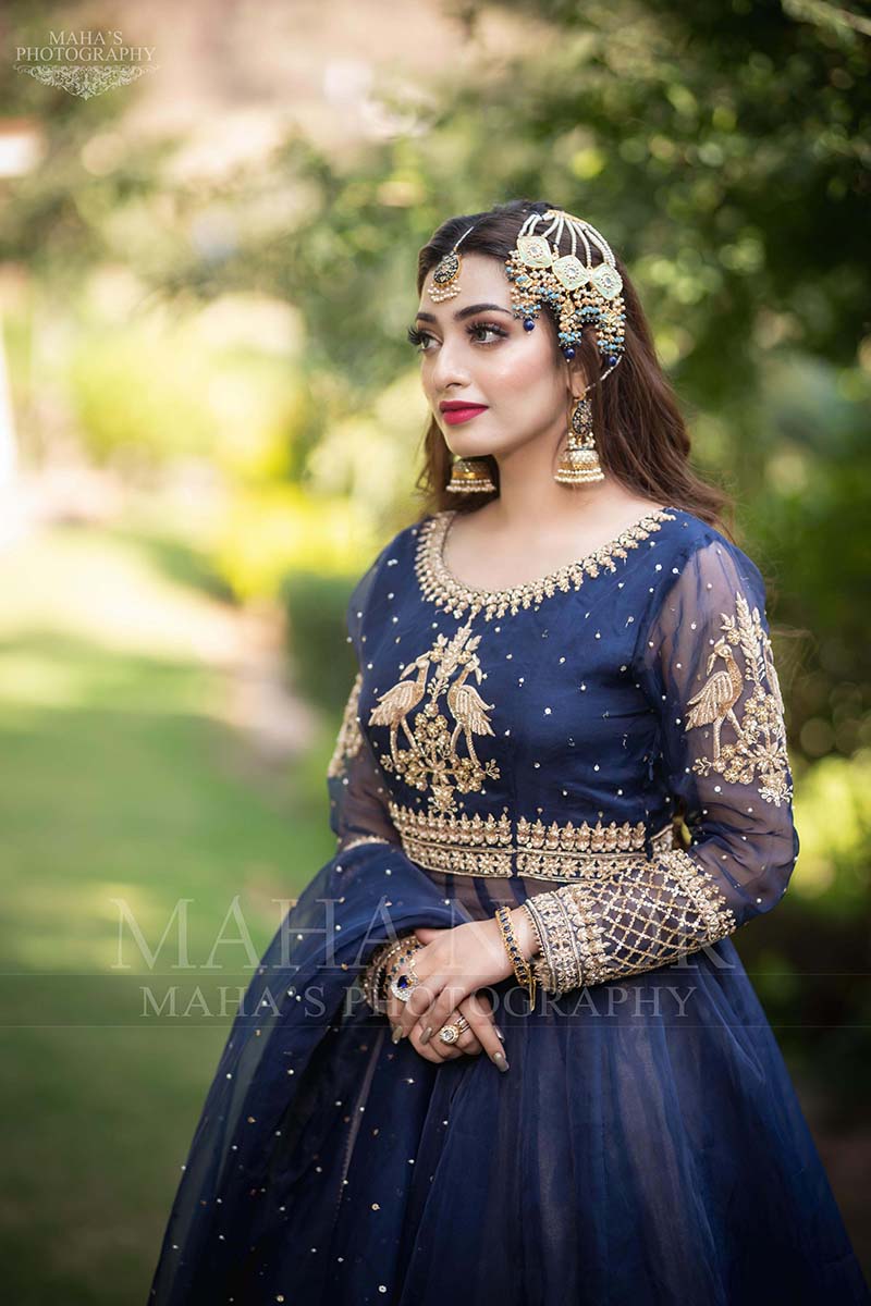 Sapphire Blue Zardozi Organza Lehenga (3-Piece) - Image 2
