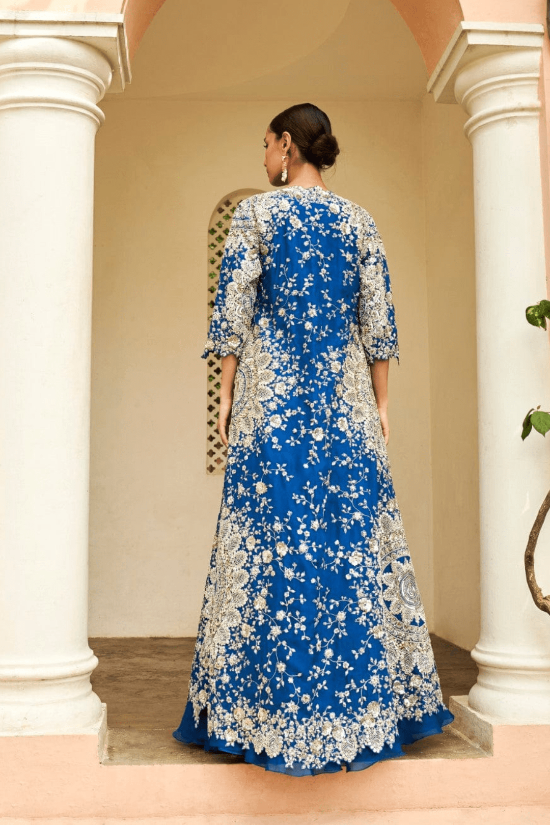 Jade Blue Zardozi Organza Lehenga Set (3-Piece) - Image 2