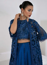 Blue Beaded Net and Raw Silk Lehenga (3-Piece) - Image 4