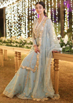 Ice Blue Block Printed Raw Silk Lehnga Choli (3-Piece) - Image 4