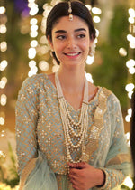 Ice Blue Block Printed Raw Silk Lehnga Choli (3-Piece) - Image 5