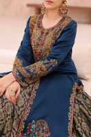 Celestial Blue Embroidered Raw Silk Jacket with Jamawar Lehenga (2-Piece) - Image 6