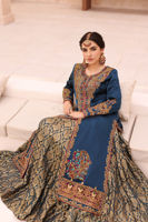 Celestial Blue Embroidered Raw Silk Jacket with Jamawar Lehenga (2-Piece) - Image 7