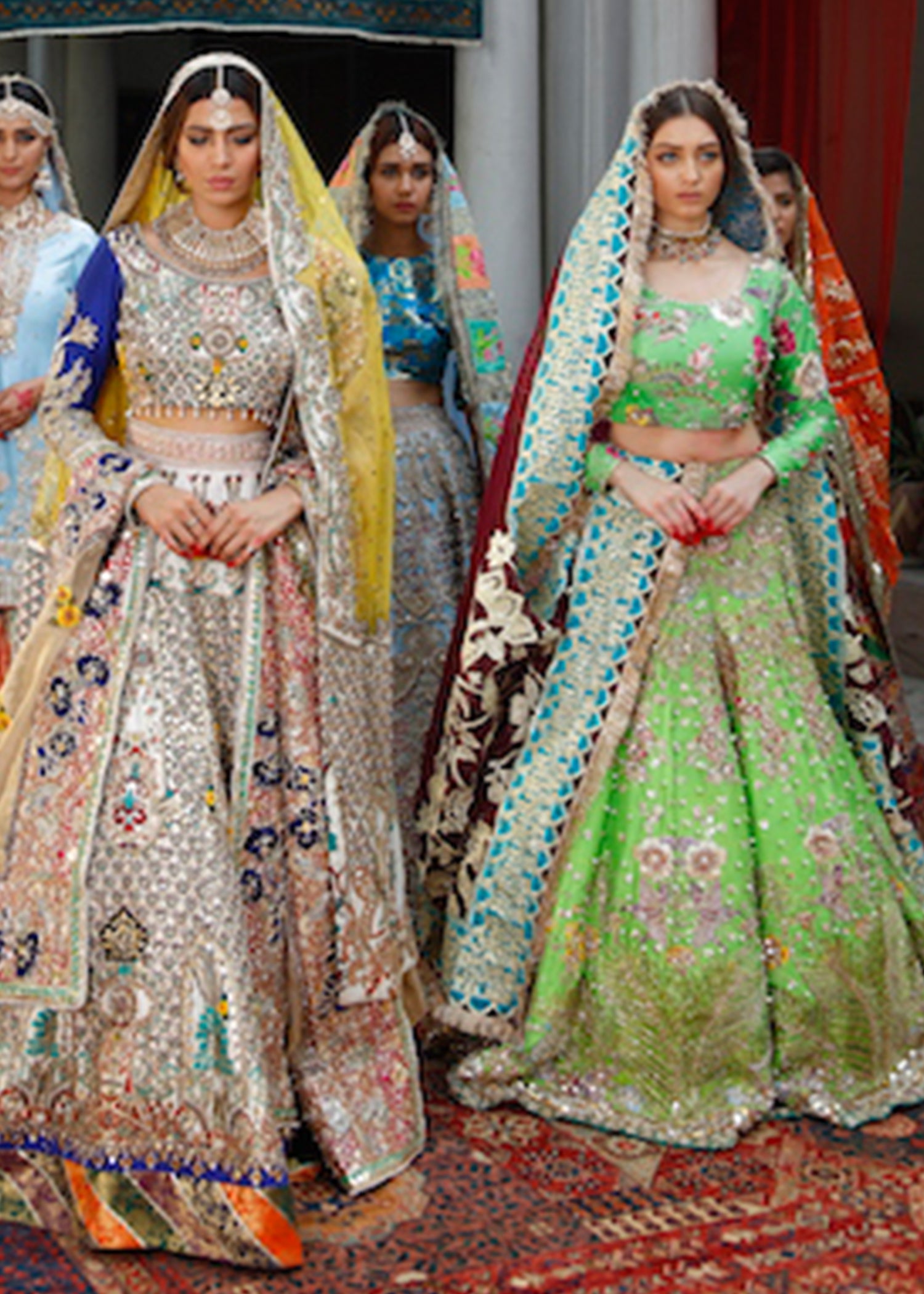 Blue Embroidered Raw Silk Lehenga Choli (3-Piece) - Image 1