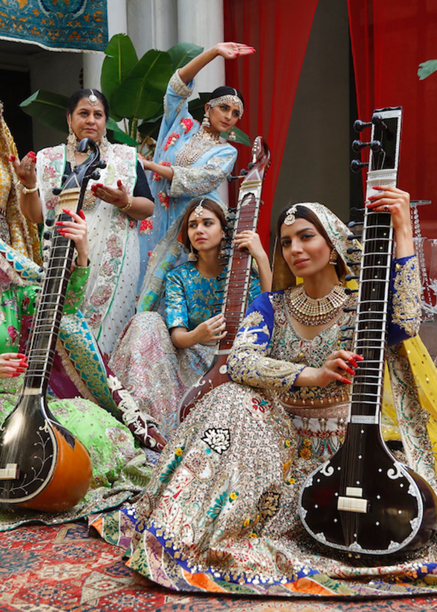 Blue Embroidered Raw Silk Lehenga Choli (3-Piece) - Image 3