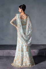 Powder Blue Hand-Embellished Silk Bridal Lehenga (3-Piece) - Image 3