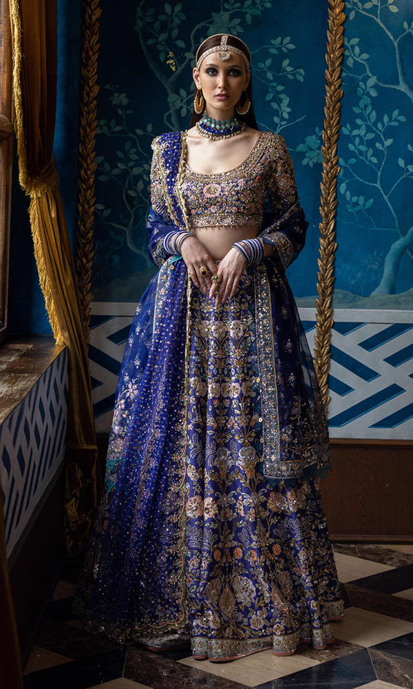 Indigo Zardozi Silk Lehenga Choli (3-Piece) - Image 4