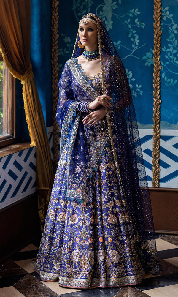 Indigo Zardozi Silk Lehenga Choli (3-Piece) - Image 6