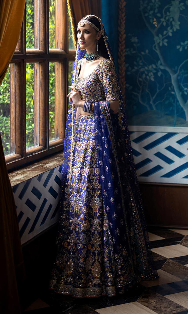 Indigo Zardozi Silk Lehenga Choli (3-Piece) - Image 7
