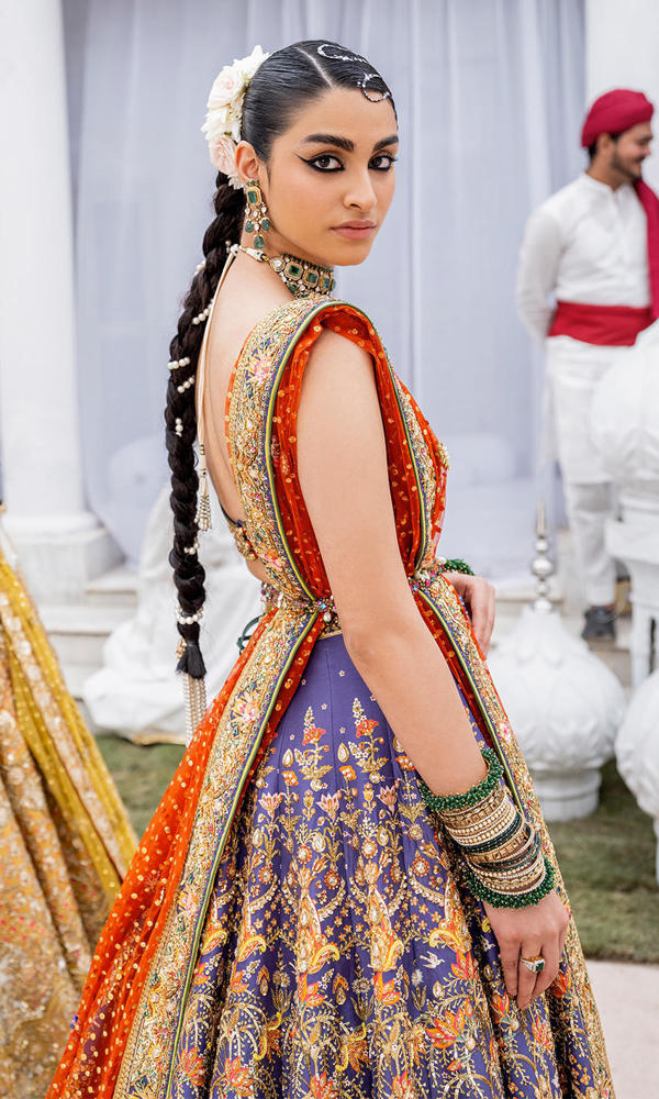 Blue Zardozi Silk Lehenga (3-Piece) - Image 6