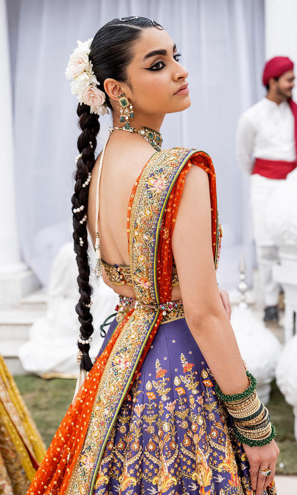 Blue Zardozi Silk Lehenga (3-Piece) - Image 7