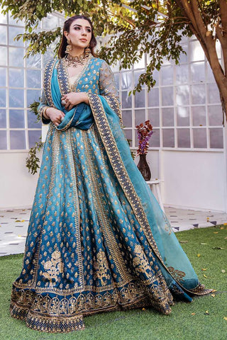 Cerulean Blue Zardozi Silk Lehenga (3-Piece) - Image 2