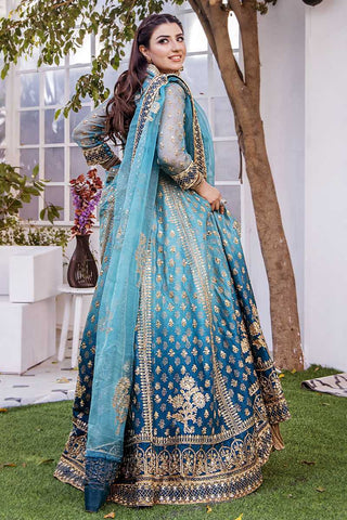 Cerulean Blue Zardozi Silk Lehenga (3-Piece) - Image 3