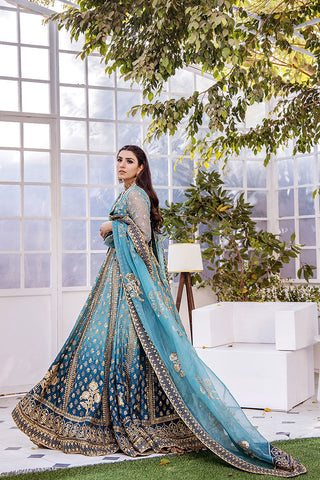 Cerulean Blue Zardozi Silk Lehenga (3-Piece) - Image 4
