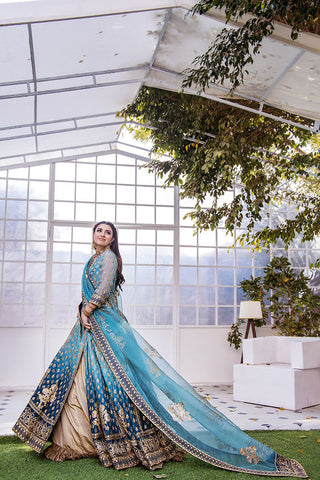 Cerulean Blue Zardozi Silk Lehenga (3-Piece) - Image 5