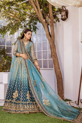 Cerulean Blue Zardozi Silk Lehenga (3-Piece) - Image 6