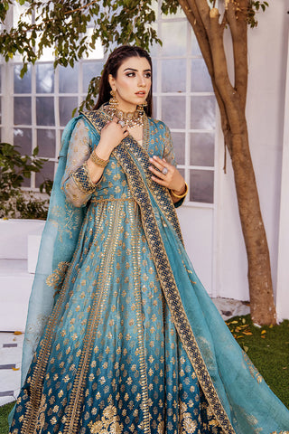 Cerulean Blue Zardozi Silk Lehenga (3-Piece) - Image 8