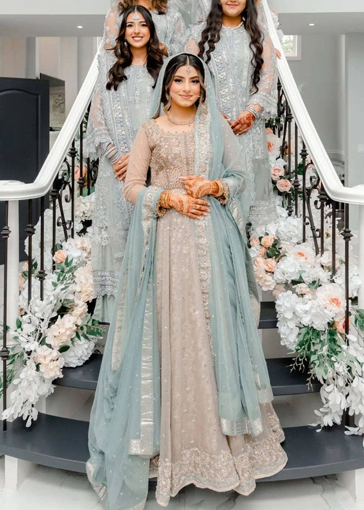 Powder Blue Silver Embroidered Silk-Blend Bridal Lehenga (3-Piece) - Image 7