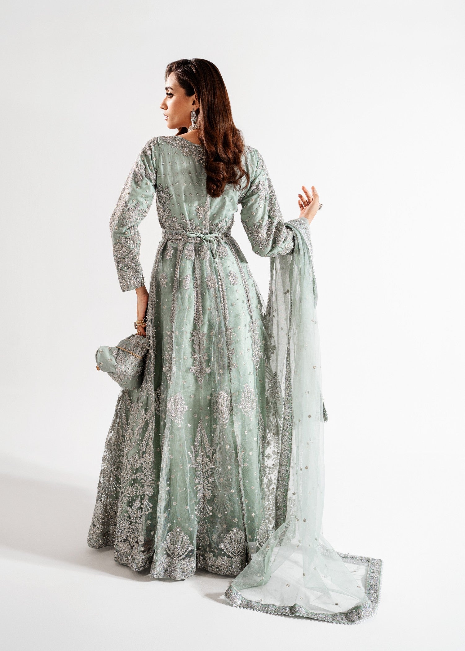 Ice Blue Embellished Chiffon Maxi (4-Piece) - Image 5