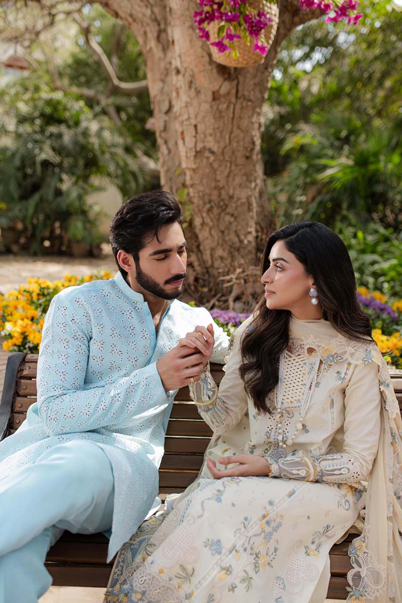 Ice Blue Cutwork Embroidered Cotton-Silk Kurta (2-Piece) - Image 6