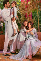 Sky Blue Schiffli Cotton Shalwar Kameez (2-Piece) - Image 2