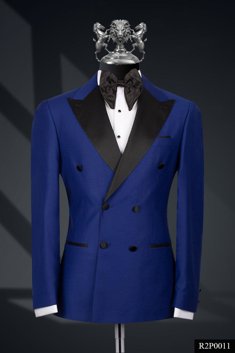 Royal Blue Italian Fabric Double-Breasted Tuxedo (2-Piece) - Image 1