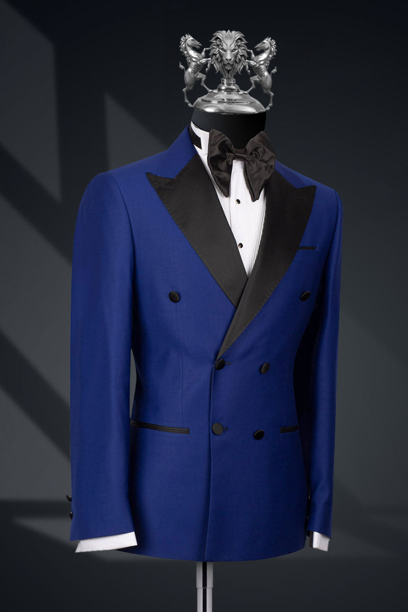 Royal Blue Italian Fabric Double-Breasted Tuxedo (2-Piece) - Image 2