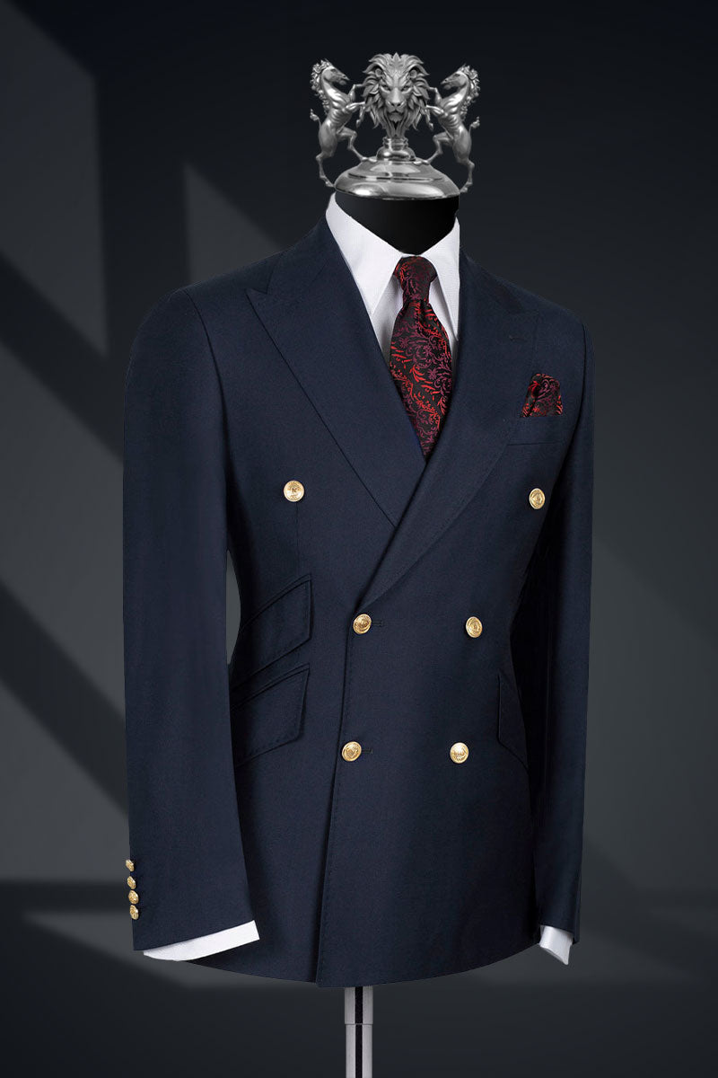 Ink Blue Italian Fabric Double-Breasted Suit (2-Piece) - Image 2