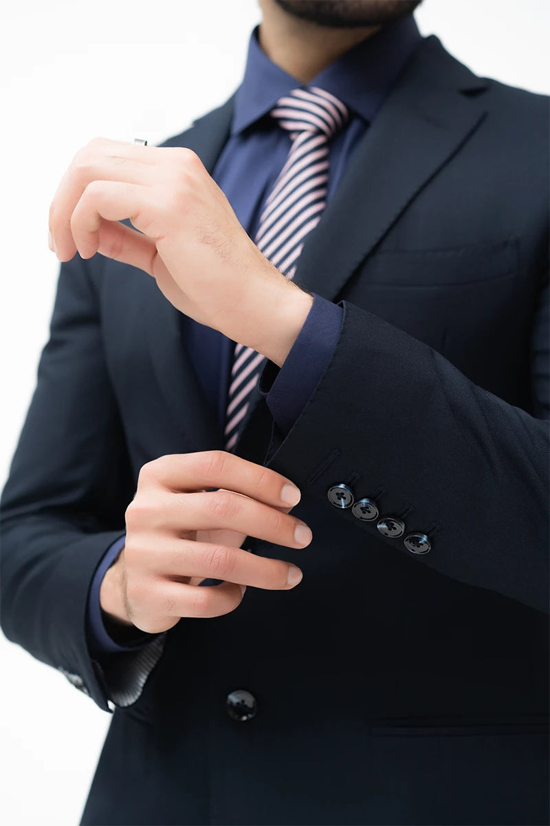 Mid-Blue Wool Blend Two-Piece Suit (Jacket and Trousers) - Image 4